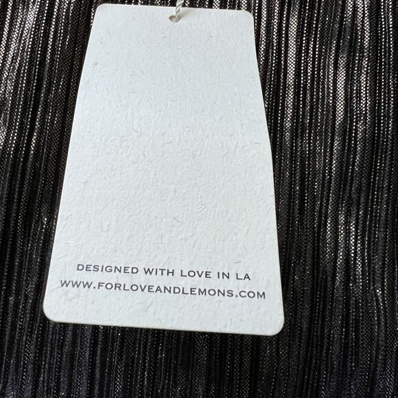 For Love And Lemons Skirt Womens Large Pleated Marion Gunmetal Metallic - Picture 5 of 14